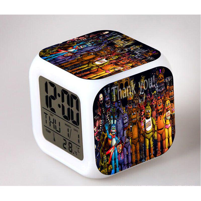 Bear Multifunction Fnaf 7color Digital Alarm Clock Led Watch Alarm Cube Clock