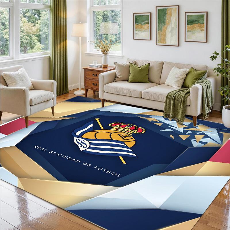 Real Sociedad FC Design Crystal Velvet Rug Soft Decorative Mat for Bedroom Entrance