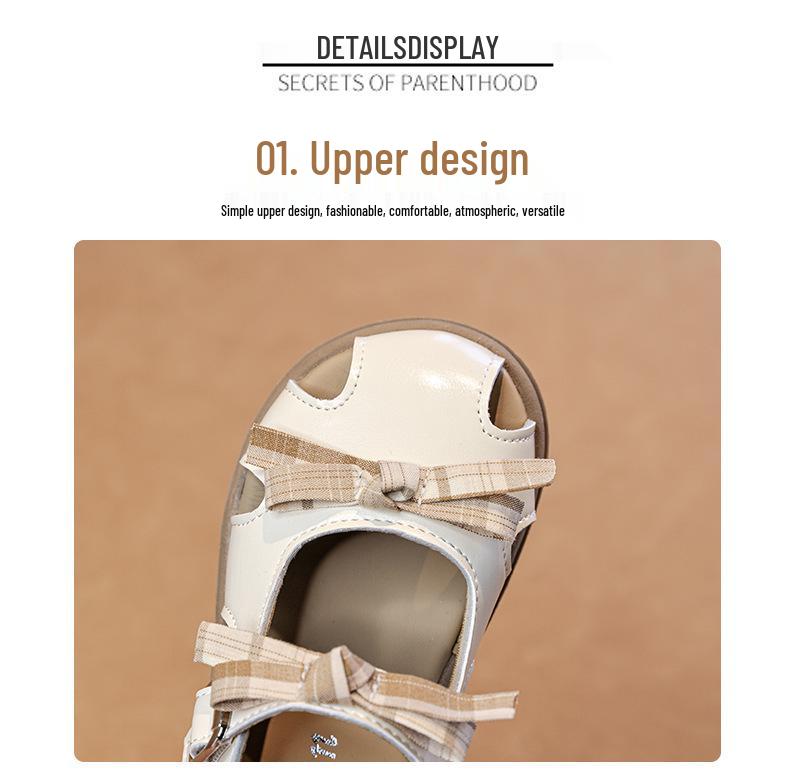 2026 Fashion Baby Non-slip Closed-Toe Roman Sandals: Soft Sole Bow Design for Girls' Summer Style