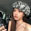 Retro Tie Dye Leopard Print Camouflage Beret Hat for Women Summer New Versatile Face Showing Small Octagonal Painter Hat Trend