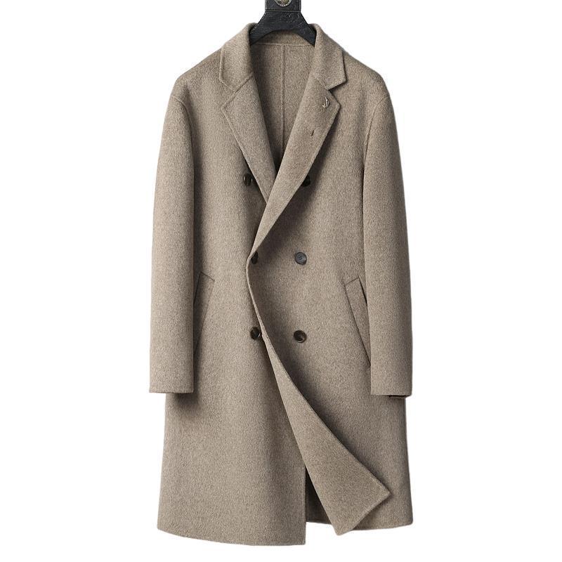 Men's Premium Double-Faced Wool Coat - Mid-Length, Autum/Winter Business Casual 100% Wool Overcoat