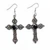 Popular Oversized Rhinestone Cross Earrings - Silver Tone Gothic Punk Fashion