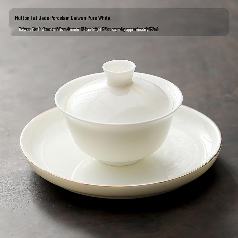 Dehua White Porcelain Sancai Gaiwan Ceramic Tea Set - Insulated Kung Fu Teacup and Brewing Bowl