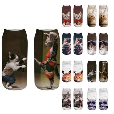 Unisex  Funny 3D Fashion Cat Printed Casual Socks Cute Low Cut Ankle Socks