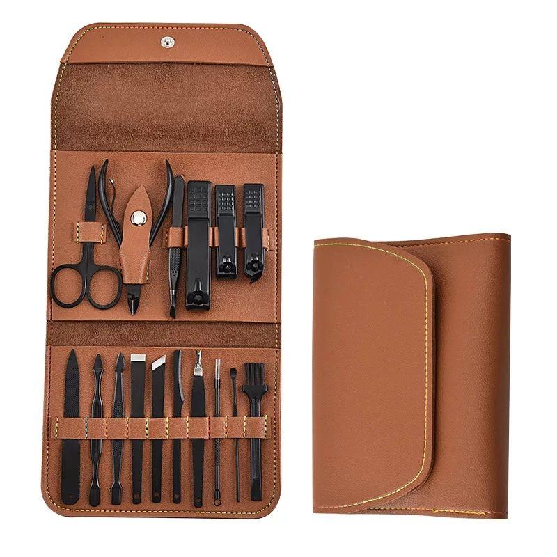 Professional 16pcs Stainless Steel Manicure Pedicure Tool Set Custom Logo Luxury Nail Clippers Kit Grooming Nail Cutter Set