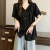 Colorful Button V-neck Women's Shirts Comfortable Casual Summer Blouse Korean Minimalist Versatile Ladies Clothing