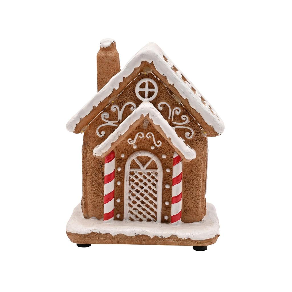 Santa and Friends Light Up Gingerbread Candy Cane House