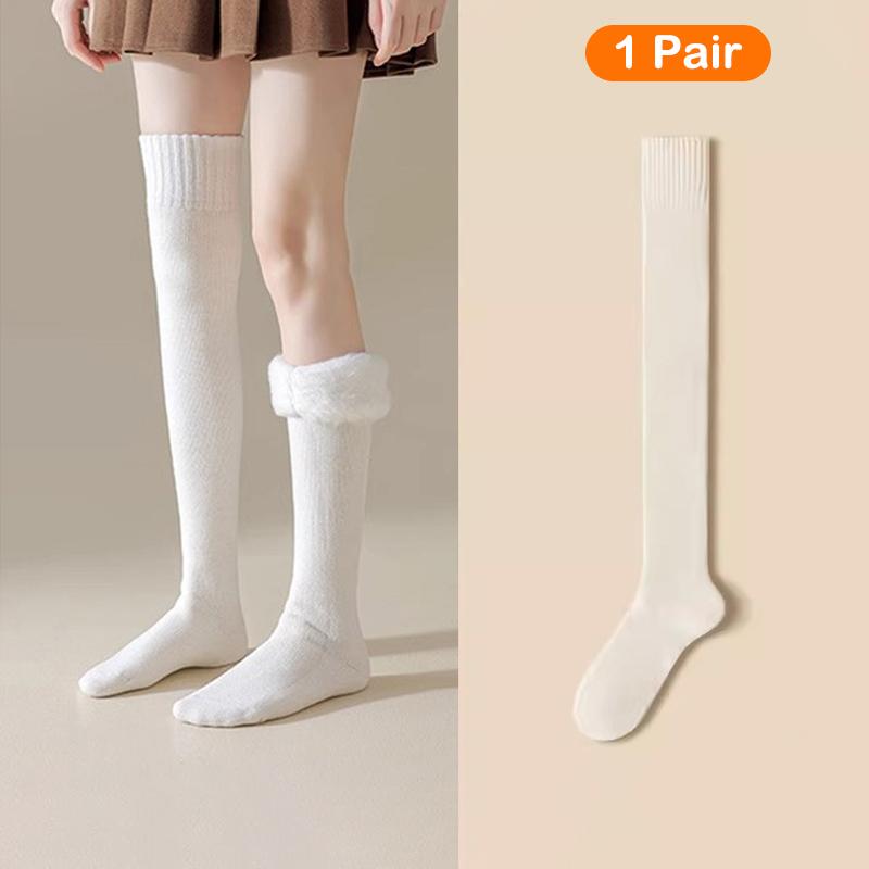 Winter Thigh High Socks For Women Fleece Lined Warm Over Knee Socks Non Slip Long Socks Jk Stockings