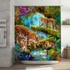 Tropical Rainforest Theme Waterproof Mold-proof Shower Curtain Home Decor Leopard Pattern Bath Curtain Creative Bathroom Item