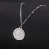 Titanium Steel Skull Coin Pendant Necklace Minimalist Punk Hip Hop Fashion Round Medallion Chain
