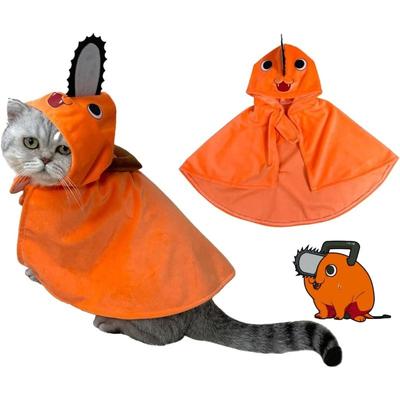 Pochita Pet Clothes Fashionable Cat Dog Cloak Anime Cosplay Halloween Pet Prop Costume Soft Warrm Puppy Transformation Clothes