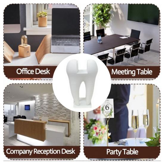3D Printed Business Card Holder, Tooth Shaped Matte White Organizer, Minimalist Style Ornament for Dental Clinics Office Home