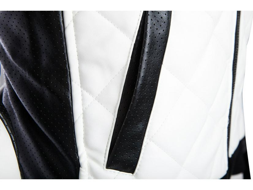 Men's Slim Fit Color Block PU Leather Jacket, 2015 Autumn/Winter Collection, Plus Size, Washed Finish, Stand Collar, British Style.
