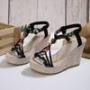SyfIyno Summer Sandals Women's Fashion Open Toed Knitted Elastic Belt Slope Heel Thick Bottom High Heel Sandals Eleven Styles