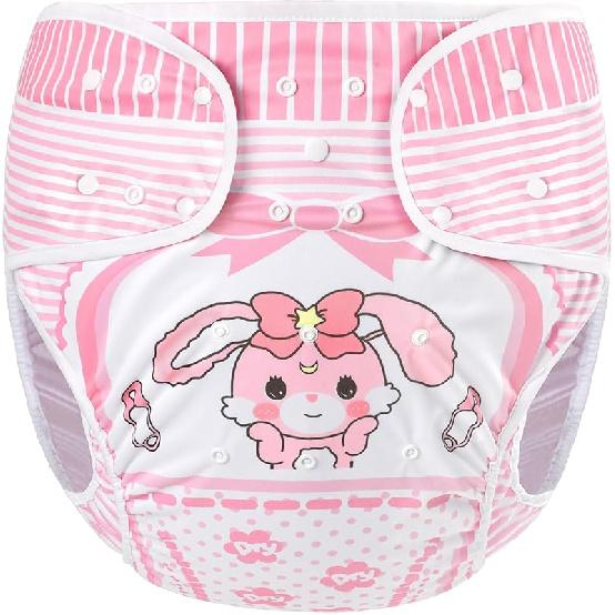 Littleforbig Washable Adjustable Reusable Waterproof Cloth Adult Diaper Wrap Cover - Baby Usagi M Medium розовый