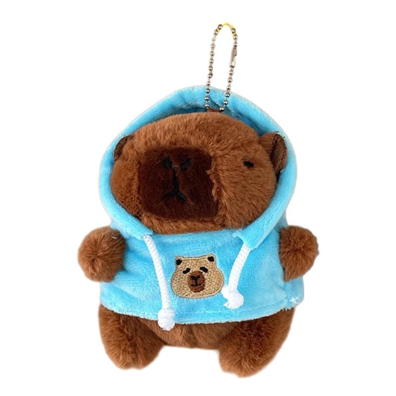 Sweet Plush Hoodies Capybara Keychain Pendant Lovely Hangings Decorations Keyring Charm for Purse Bag Backpack Handbag