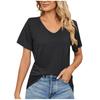 Women's Fashion Casual Spring And Summer Solid Color V-neck Short Sleeve Loose Shirt Top