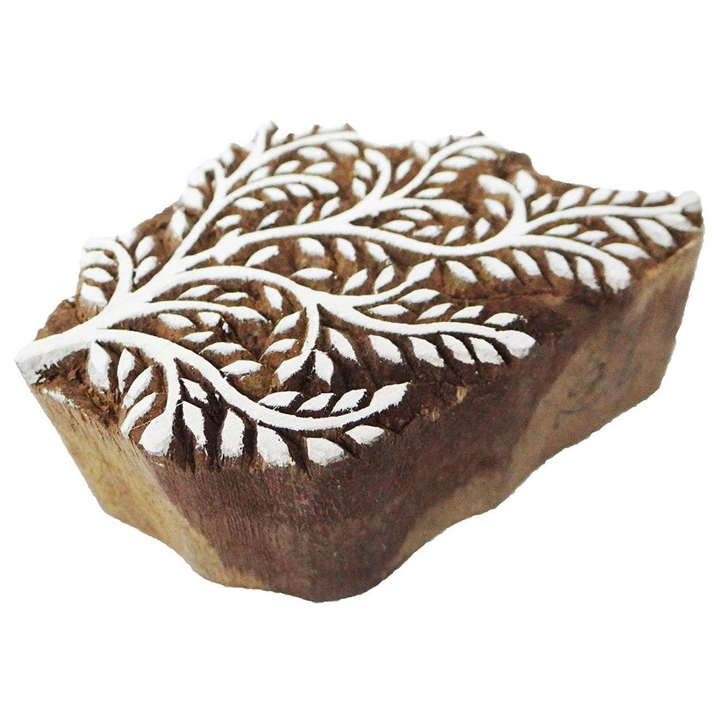 IBA Indianbeautifulart Handmade Leaf Design Wooden Block Textile Fabric Traditional Stamp Fine