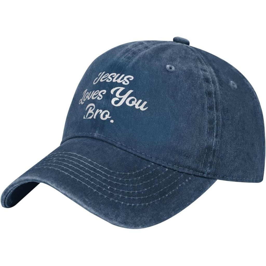 Jesus Loves You Bro Washed Baseball Cap Cotton Embroidered Low Profile Adjustable Dad Hat for Unisex