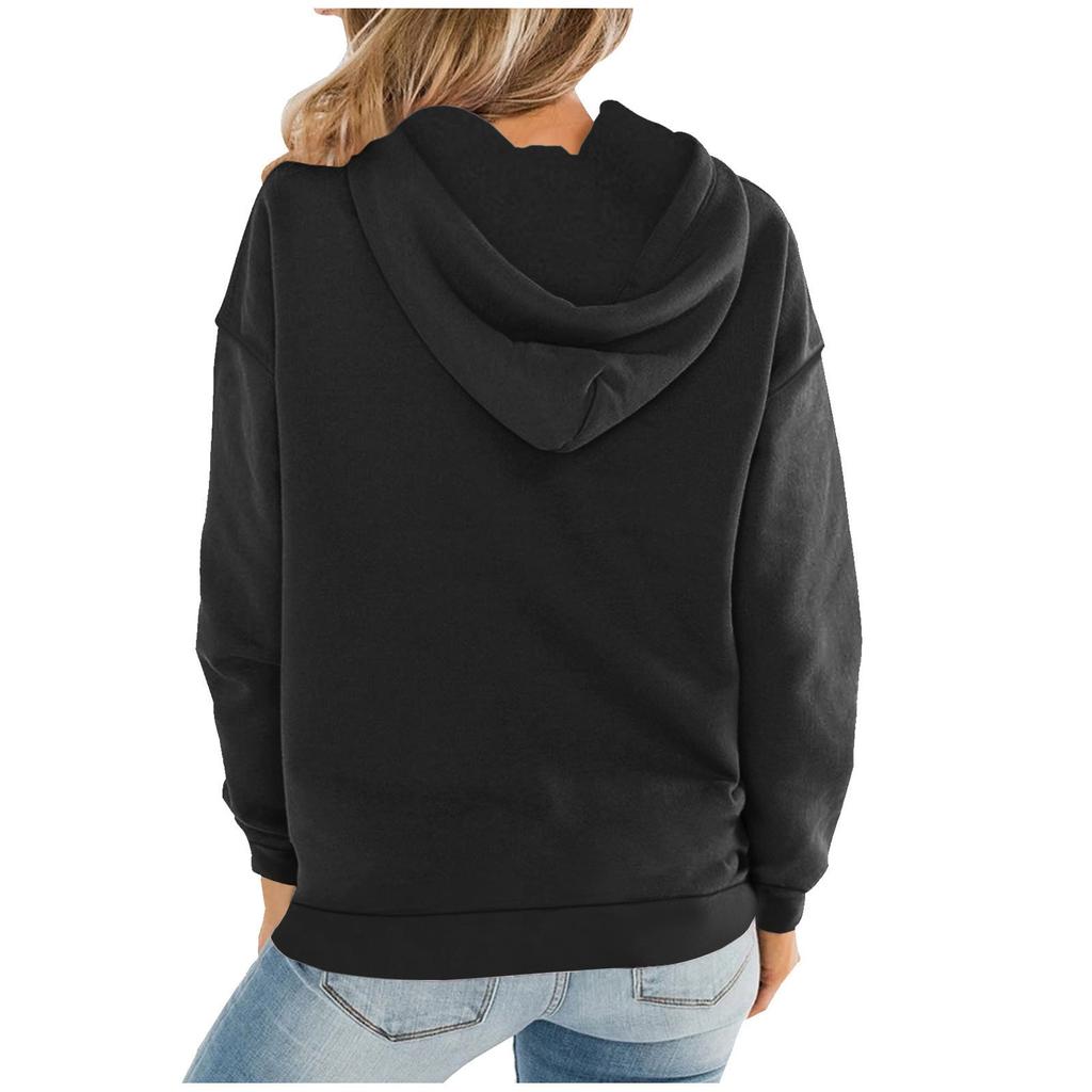 Ladies Hooded Plaid Print Long Sleeve Sweatshirt Loose Women Drawstring Sweatshirt