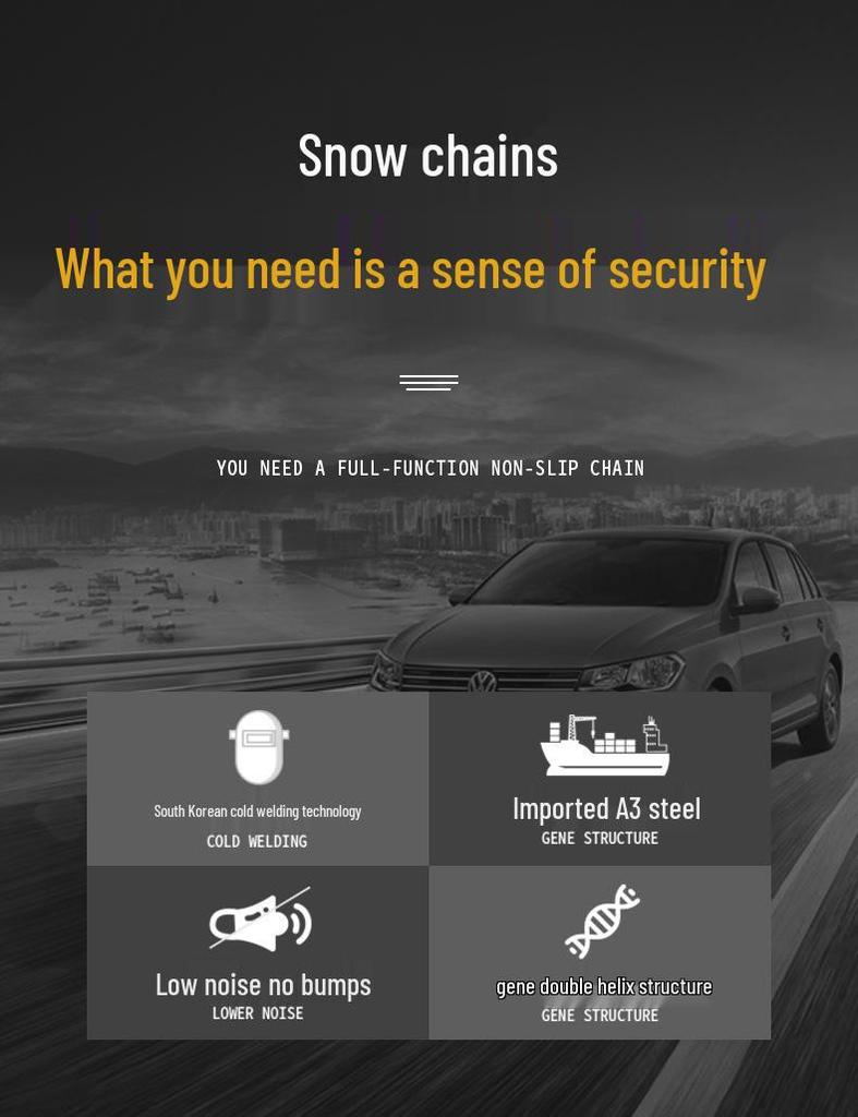 Universal Car Tire Anti-Skid Chains for Sedan & SUV - Snow & Mud Emergency Use