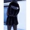 Hooded Zipper Fur Coat with Belt for Women - Solid Color, 2025 Collection
