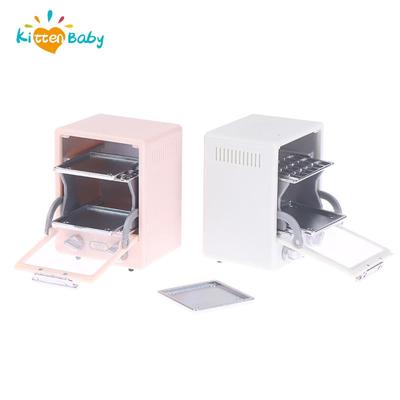 Simulation Miniature Dollhouse Oven Play Kitchen Baking Dish Bread Retro Refrigerator Model Mini Furniture Toy Doll House Decor