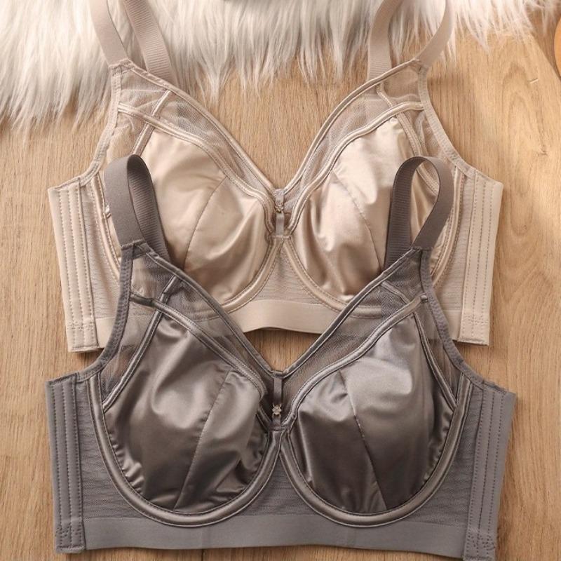 Satin Silk Thin Bra with Soft Underwire To Prevent Sagging and Support Large Busts