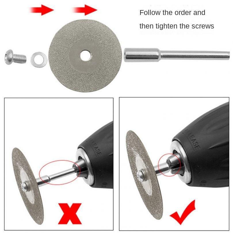 12 Pieces Abrasive Cutting Disc Kit, Diamond Coated Rotary Attachments with Mandrel for Multipurpose Material Processing