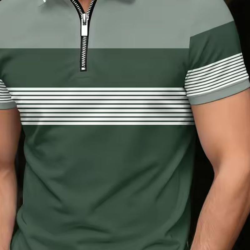 Men's Fashionable Pocket Comfortable Solid Color 3D Digital Printing Summer Outdoor Wear Europe United Popular Polo Shirt