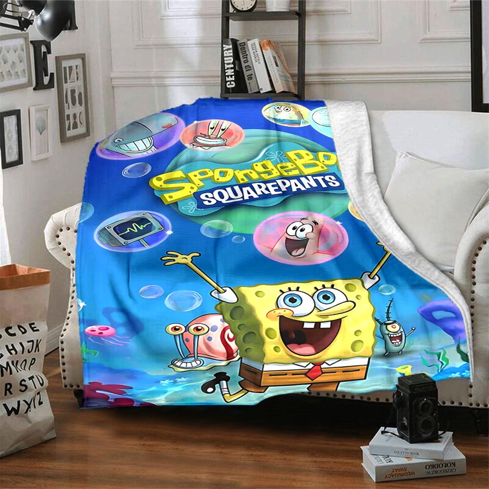 1Pc Spongebob'S Underwater Adventure Blanket Soft Throw Blanket For Home Bedroom Bed Sofa Travel Office Solid Christmas Blanket