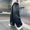 Autumn Teens Children Handsome Straight Leg Jeans for Boys Loose Wide-leg Pants Kids Stylish Trendy Trousers