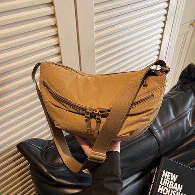 New Cloth Bag Women's Japanese Simple Solid Color Shoulder Large Capacity Fashionable All-matching Chest Casual Going Out Cross-body