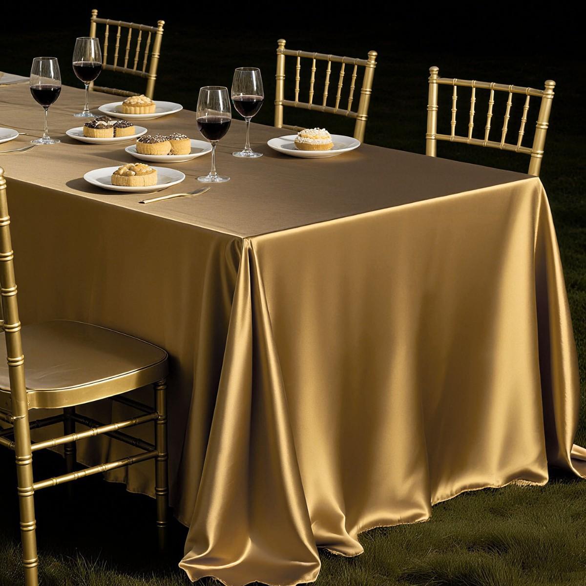 

2026 Rectangle Tablecloth Satin Table Cloth Gold Elegant Fabric Table Cover for Wedding Outdoor Party Supplies Mantel De Mesa 120x160cm