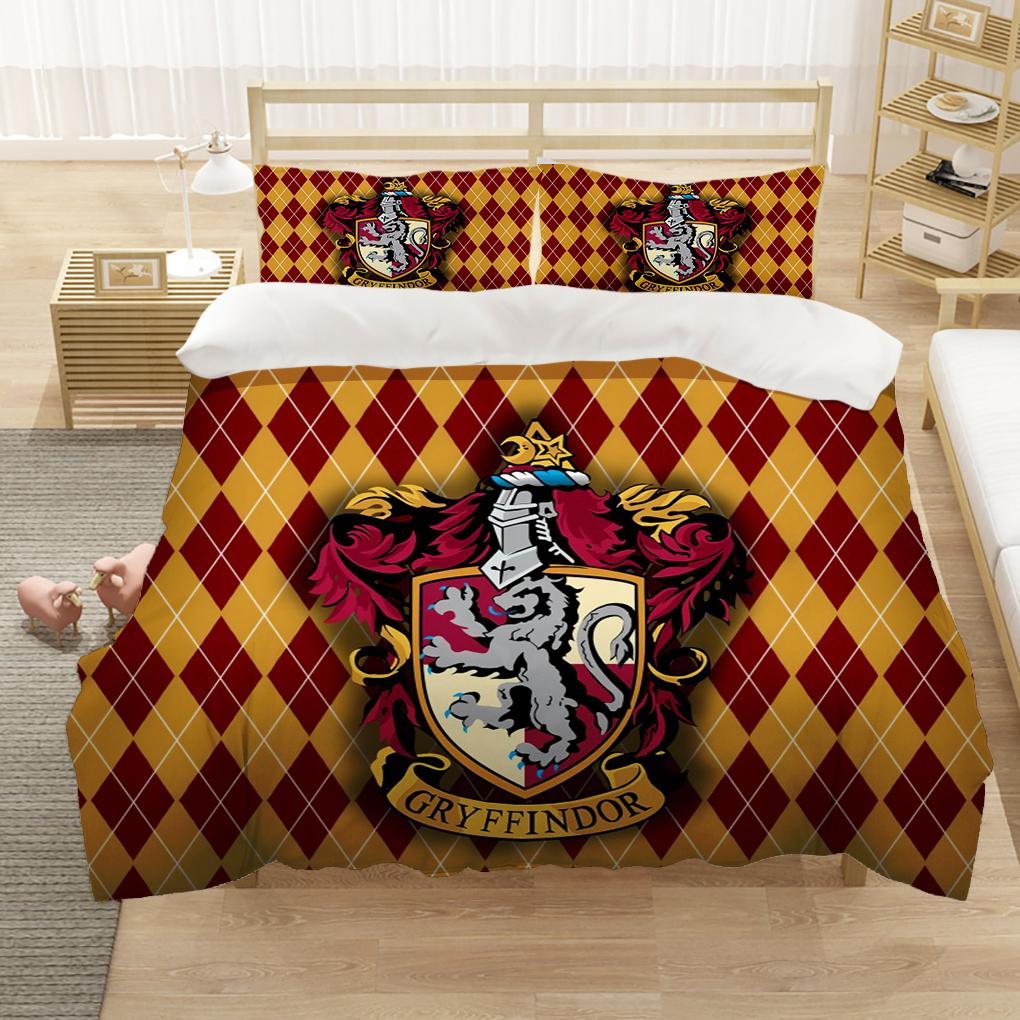 Marauders Map Four Magic College 3Pcs Duvet Cover Sets Cartoon Bedding Set Sheet Children Room Bed Sheet Pillow Case