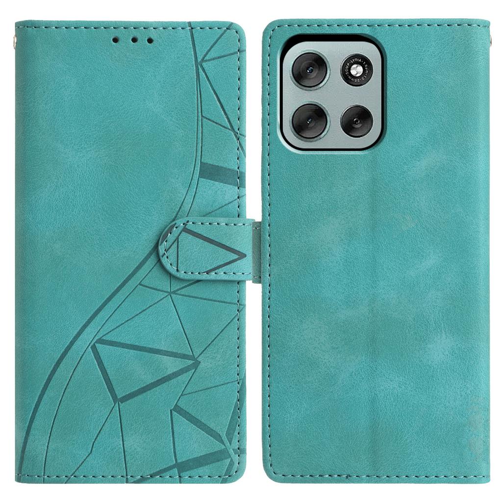 For Motorola Moto G56 5G Case Wallet Stand Imprinted Triangle Pattern Leather Phone Flip Cover