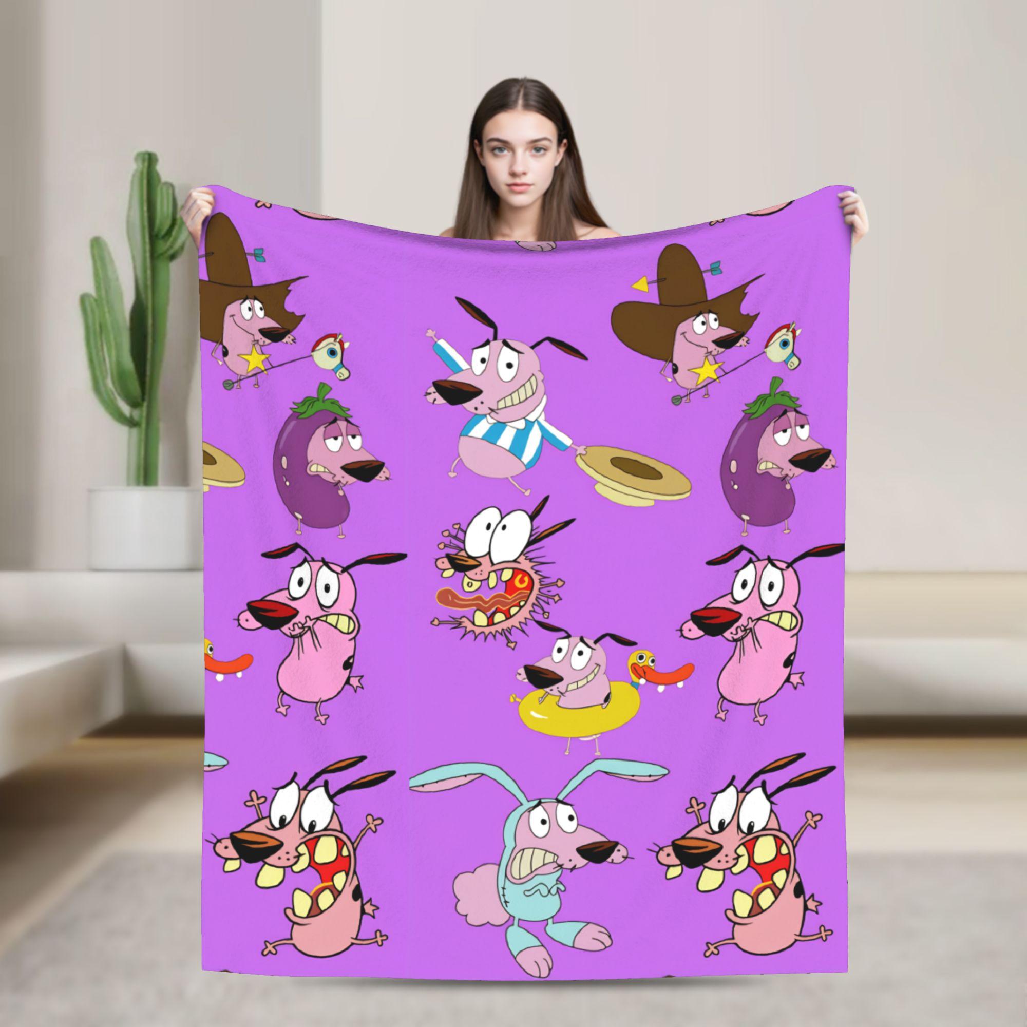 

Courage Cowardlys Dog Blanket Cartoon Warm Street Trend Plush Throw Blanket For Home Decor Camping Flannel Bedspread Bed Cover 75x90cm