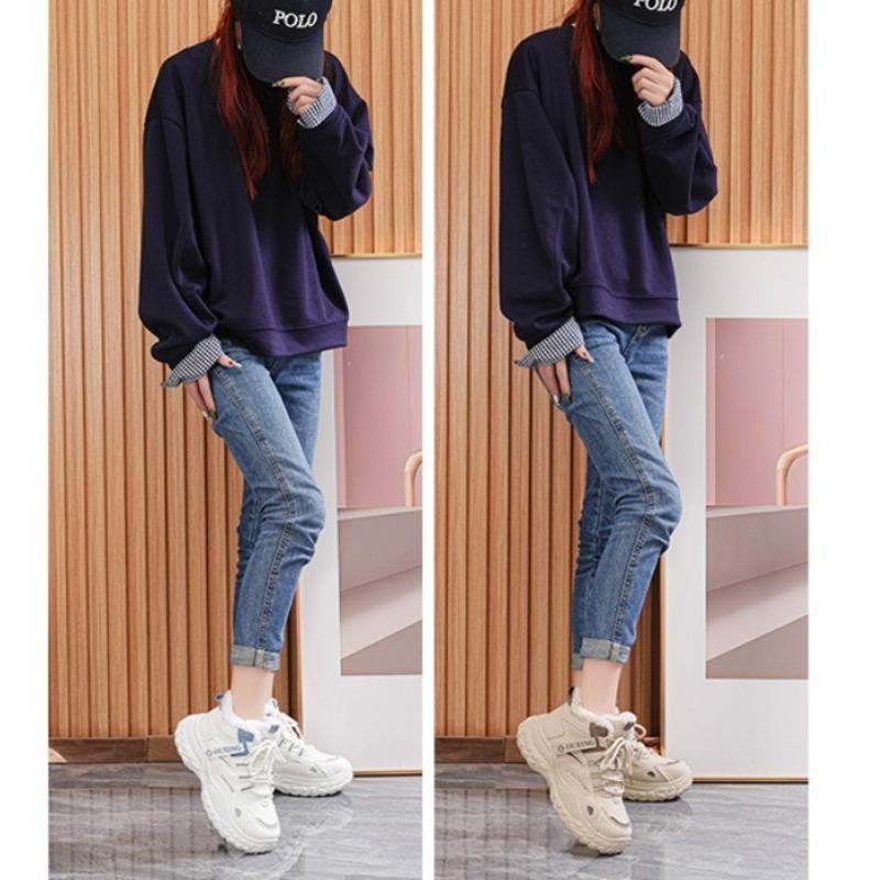 Damen High-Top Kälteschutz Warme Gefütterte Schneestiefel Dicke Sohle Erhöht Rutschfest Verschleißfest Outdoor Freizeit Training Sportschuhe Baumwollstiefel