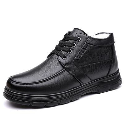 Mode 2025 Winter High-Top Warme Baumwollschuhe für Herren Mode Lässig Schwarze Schnür-Stiefeletten Männlich Neuer Designer Business Lederschuh Mann