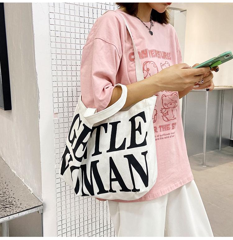 2025 Autumn Trend: Korean Style Canvas Shoulder Tote - Large Capacity and Stylish Letter Design