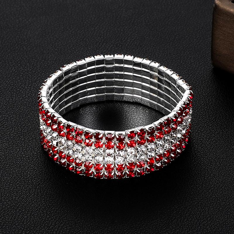 Multi-Row Rhinestone Bracelet Bride Multi-Layer Elastic Crystal Full Diamond Bracelet Women