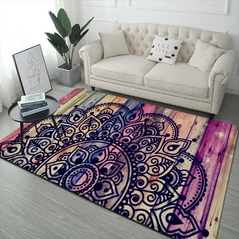 Mandala Flower Pattern Floor Mat Floor Mat INS Style Soft Bedroom Floor House Laundry Room Mat Anti-skid Household Carpets