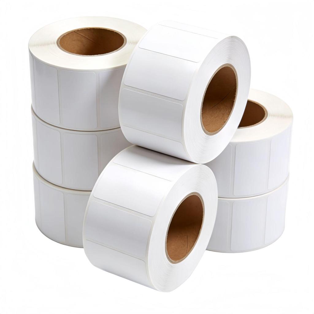White Self-Adhesive Barcode Labels for Logistics - Large Roll for Printing