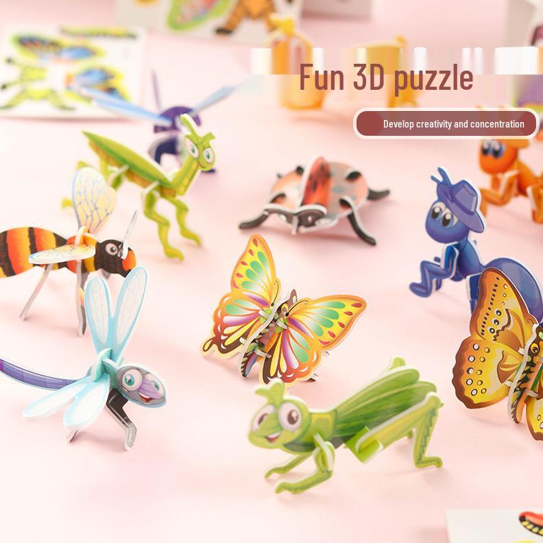 3D Stereo Animal & Vehicle Puzzles: Insects, Dinosaurs & Airplanes - Fun Crafts & Toys for Toddlers & Primary School Prizes