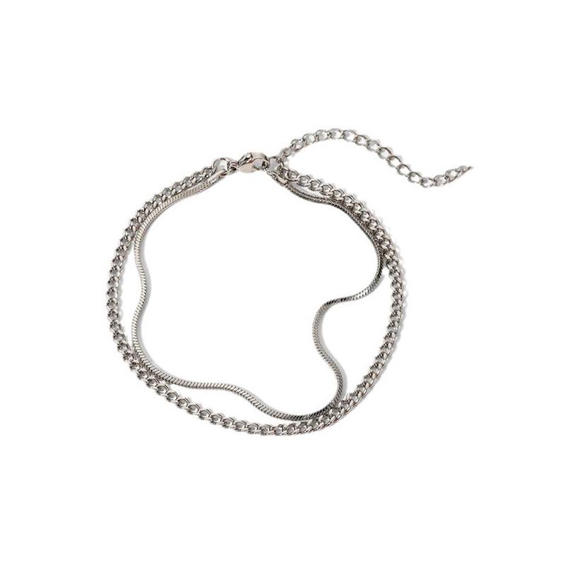 Stainless Steel Snake Cuban Chain Double Layer Bracelets for Men Punk Waterproof Hand Chain Non Fading Hand Jewelry Gifts