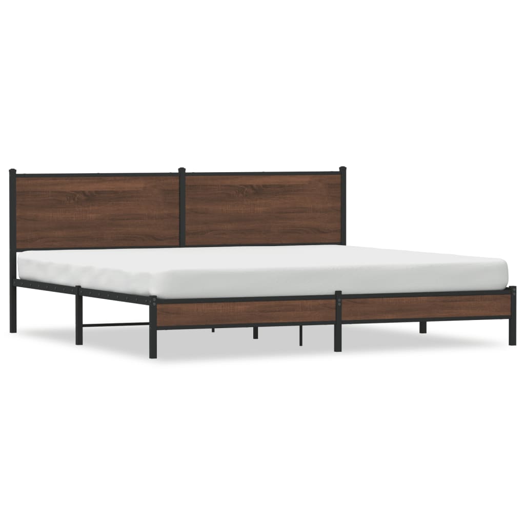 Metal Bed Frame without Mattress Brown Oak Effect 200x200 cm