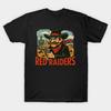 Men Black Print T-shirt Red Raiders Retro Comic Book Style Logo No-Cut Transfer Paper Print Cotton Tshirt