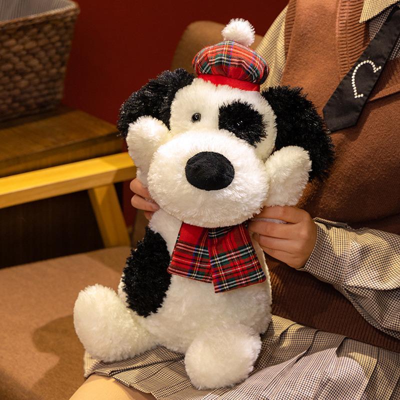 Cartoon Cute English Spotted Dog Doll Sitting Puppy Plush Toy Doll Children Soothing Doll Gift