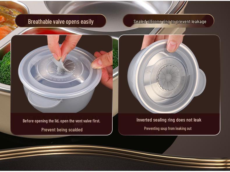 304 Stainless Steel Leak-Proof Insulated Lunch Box for Office and School, Food-Grade Square Bento Box.