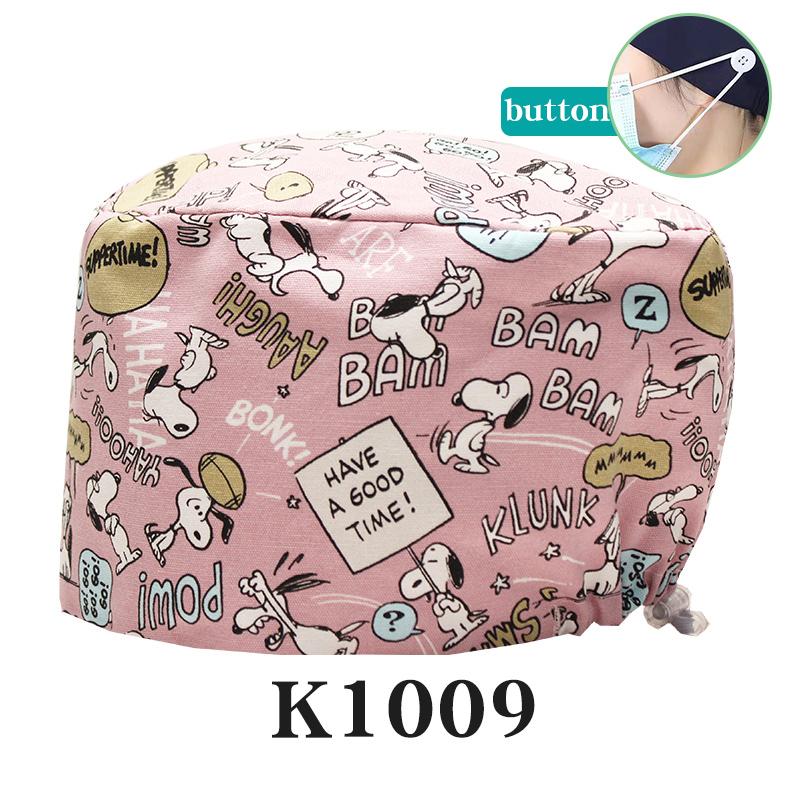 Cartoon Printed Nursing Caps Men Women Medical Hats Adjustable Long Hair Pet Dental Clinic Doctors Scrub Hat